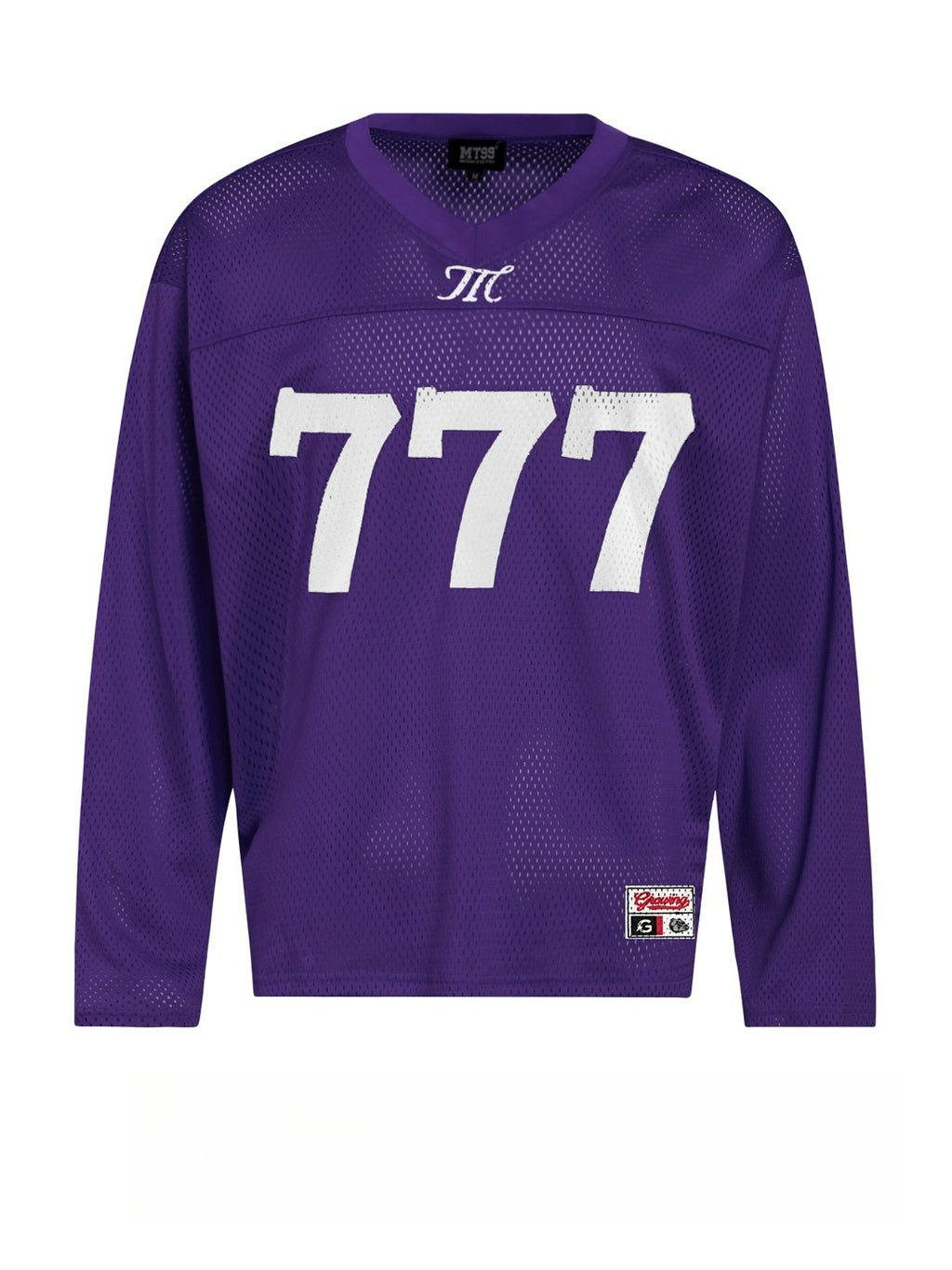 777 Mesh Hollow V-Neck Long Sleeve Top