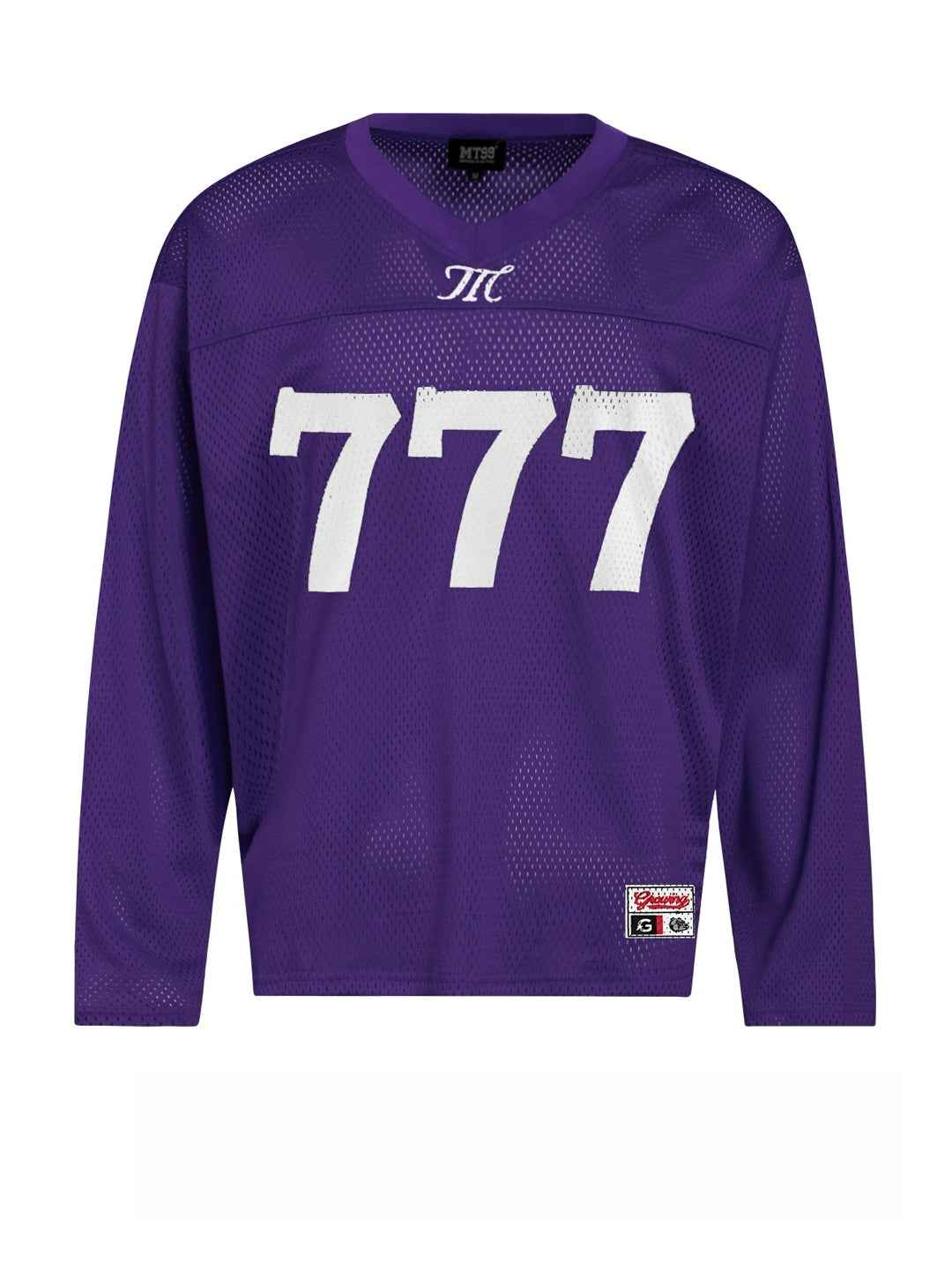 777 Mesh Hollow V-Neck Long Sleeve Top