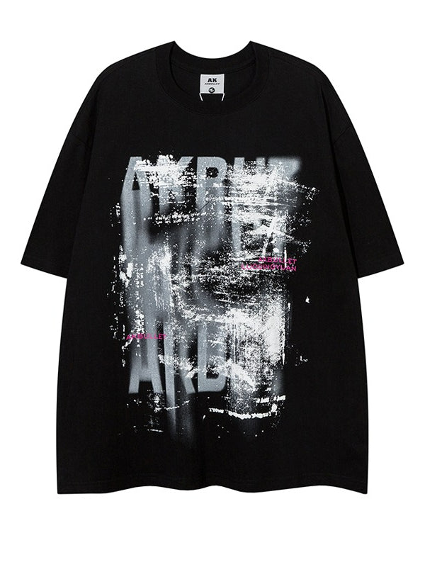 Letter Graffiti Loose Short Sleeve T-Shirt