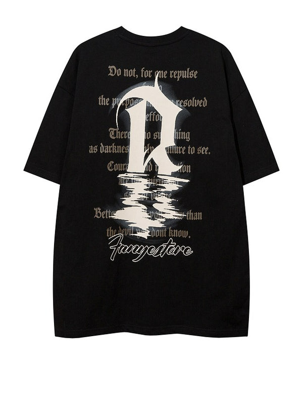 Vintage Letter Print Short Sleeve T-shirt