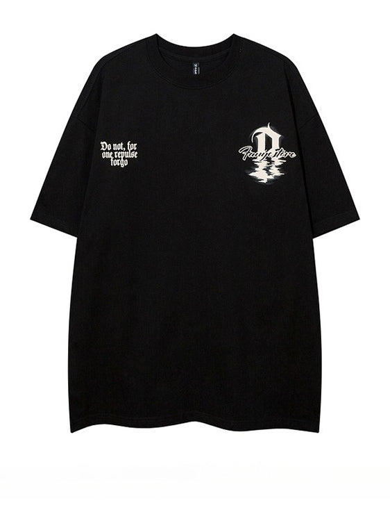 Vintage Letter Print Short Sleeve T-shirt