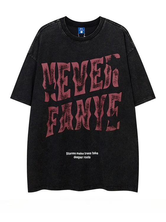 Vintage Letter Print Loose Short Sleeve T-Shirt