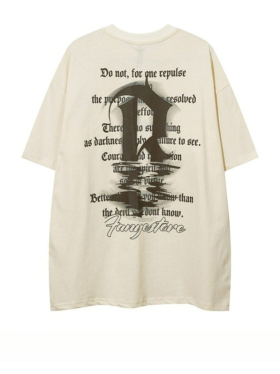 Vintage Letter Print Short Sleeve T-shirt