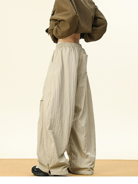 Thickened Loose Wide Leg Pleated Scimitar Pants