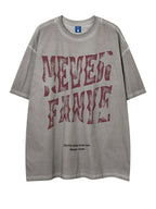 Vintage Letter Print Loose Short Sleeve T-Shirt