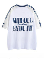 Vintage Jersey V-neck Mesh Short-sleeved T-shirt