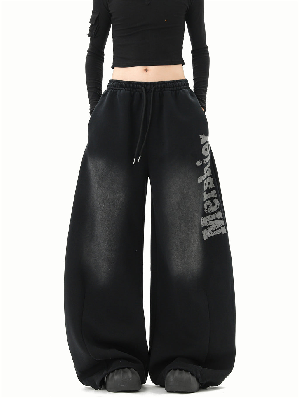Black Scimitar Vintage Loose Casual Wide Leg Sweatpants
