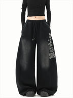 Black Scimitar Vintage Loose Casual Wide Leg Sweatpants