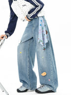 Star Embroidered Scimitar Jeans