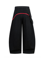 Strap-on Embroidered Letter Jeans