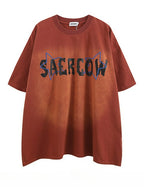 Hiphop Vintage Star Print Loose Short Sleeve T-Shirt