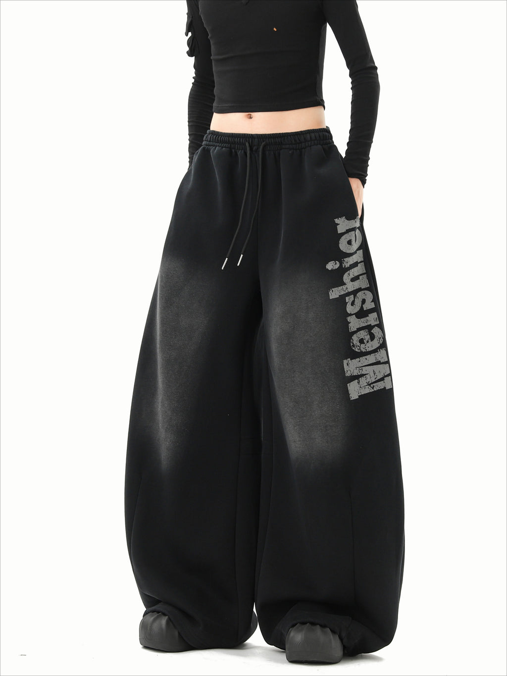 Black Scimitar Vintage Loose Casual Wide Leg Sweatpants
