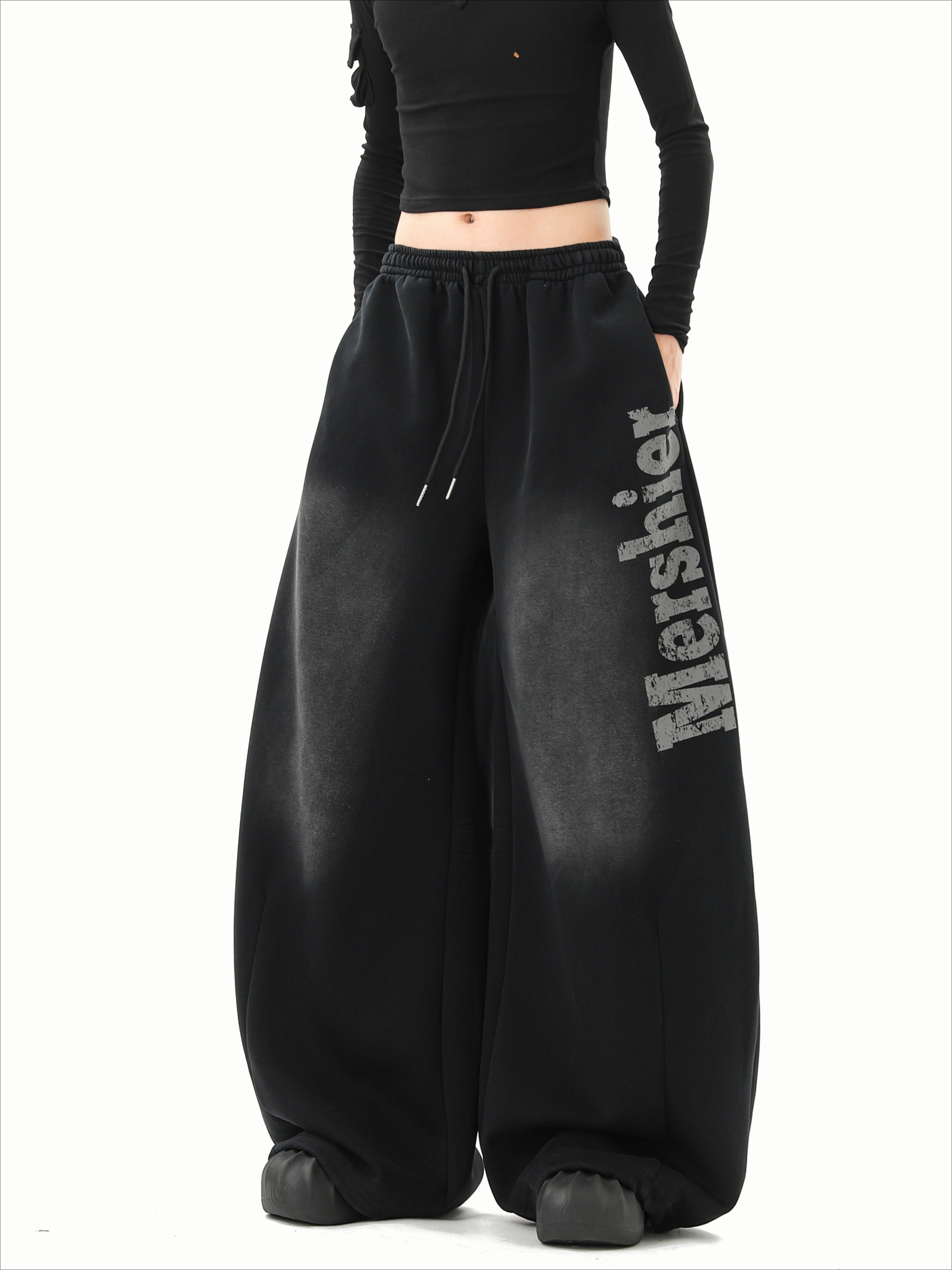 Black Scimitar Vintage Loose Casual Wide Leg Sweatpants