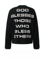 Cross Letter Graffiti Print Loose Long Sleeve T-Shirt