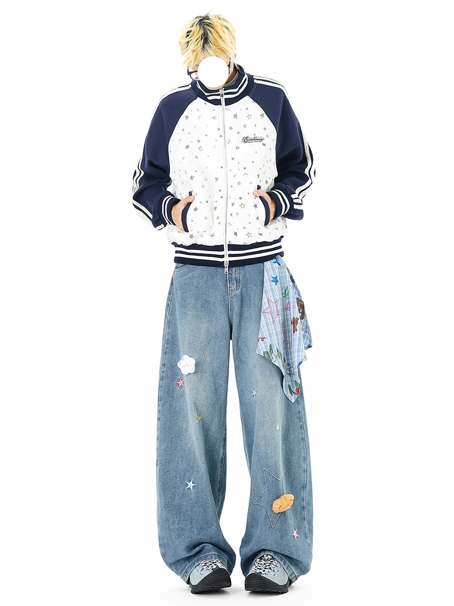 Star Embroidered Scimitar Jeans