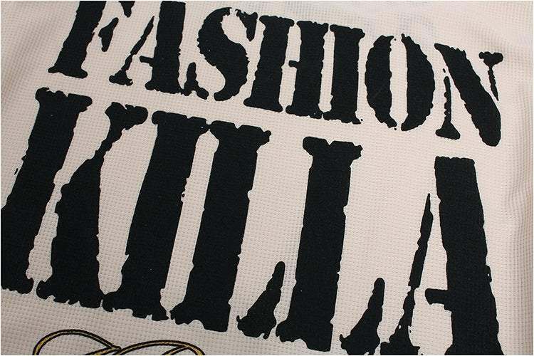 Letter Print Vintage Long-sleeved T-shirt