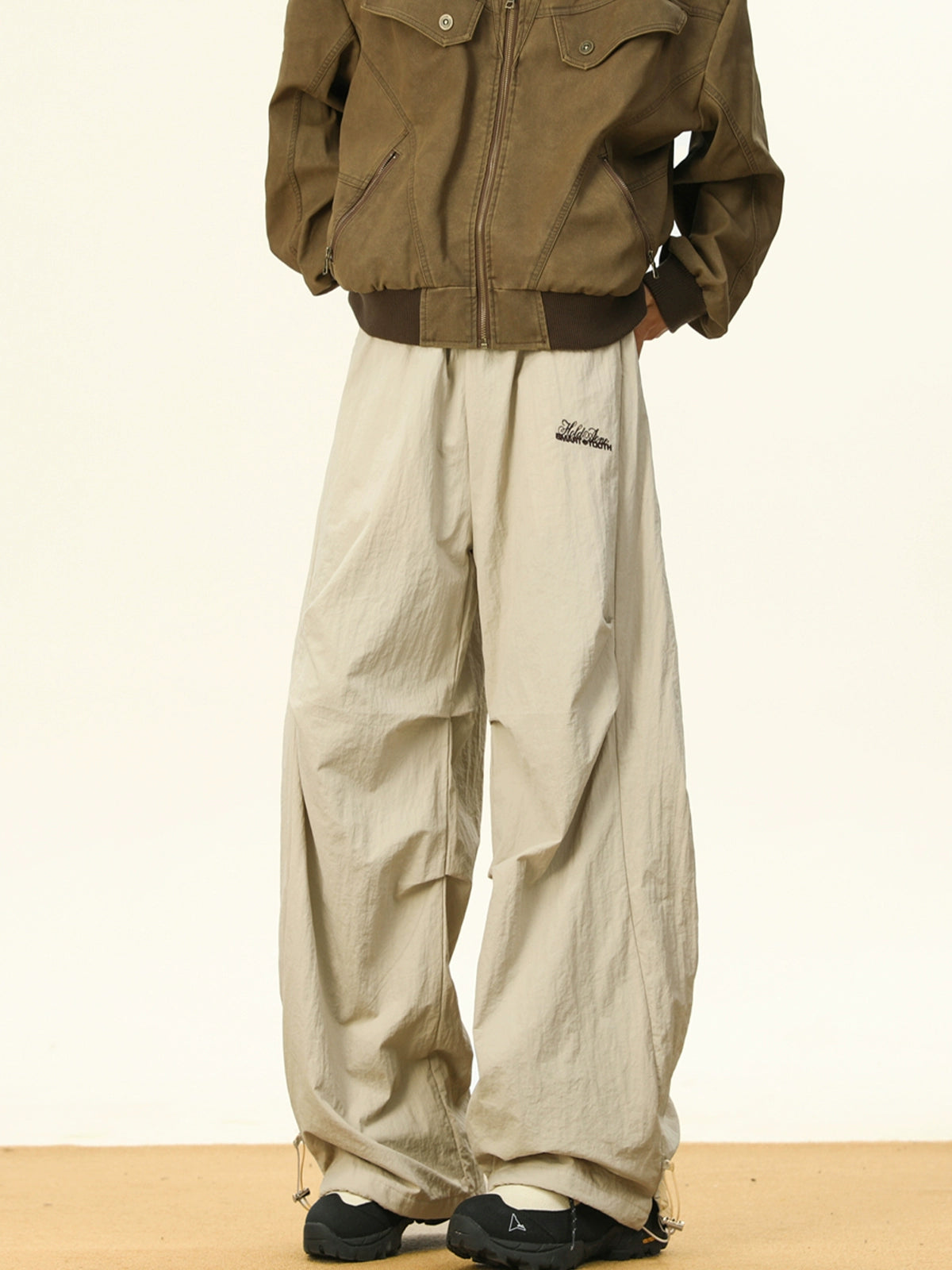 Thickened Loose Wide Leg Pleated Scimitar Pants