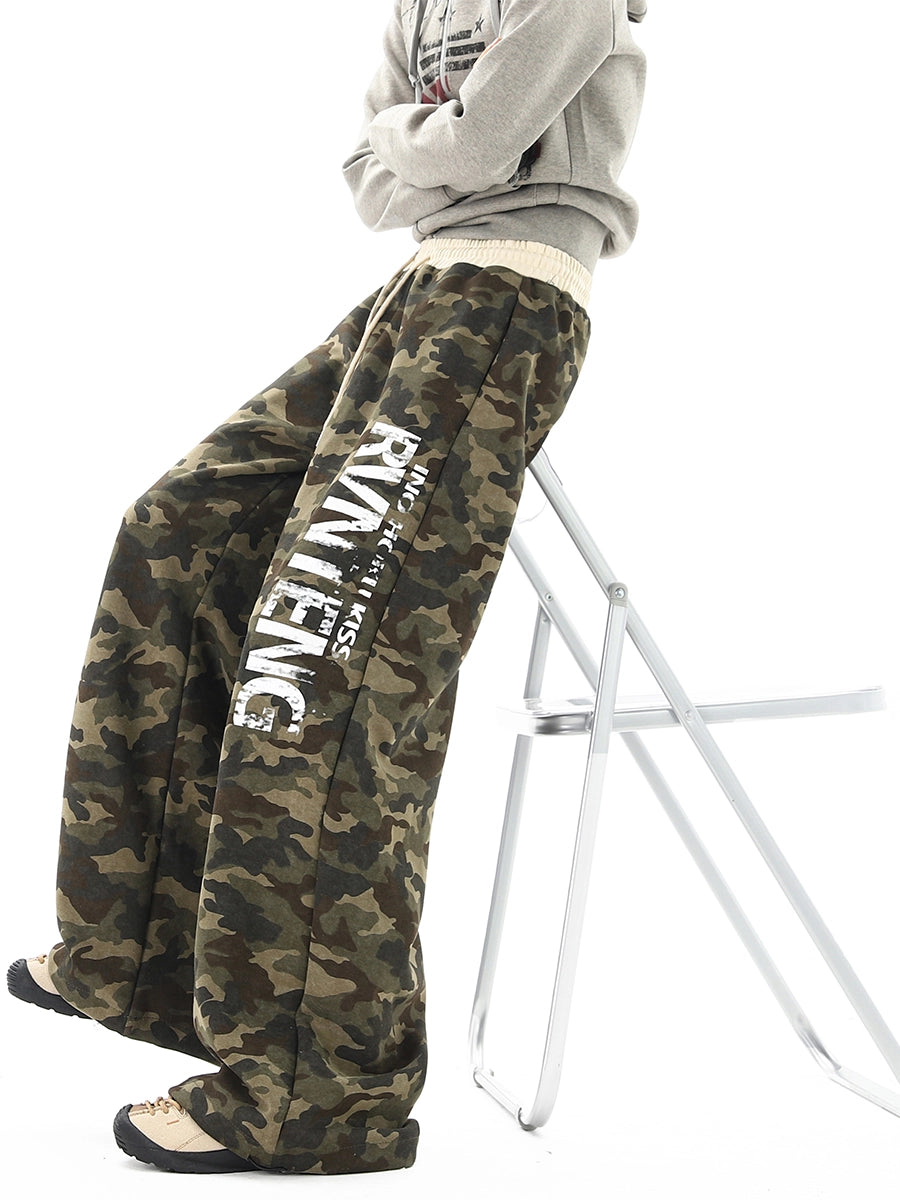 Letter Print Camouflage Sweatpants