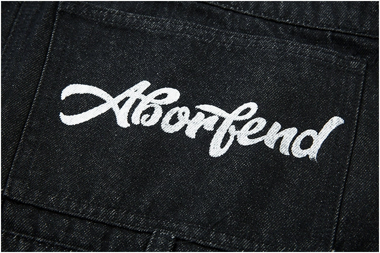 Strap-on Embroidered Letter Jeans