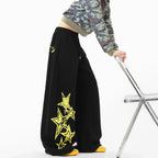 Star Print Fleece Sweatpants Loose Wide-leg Pants