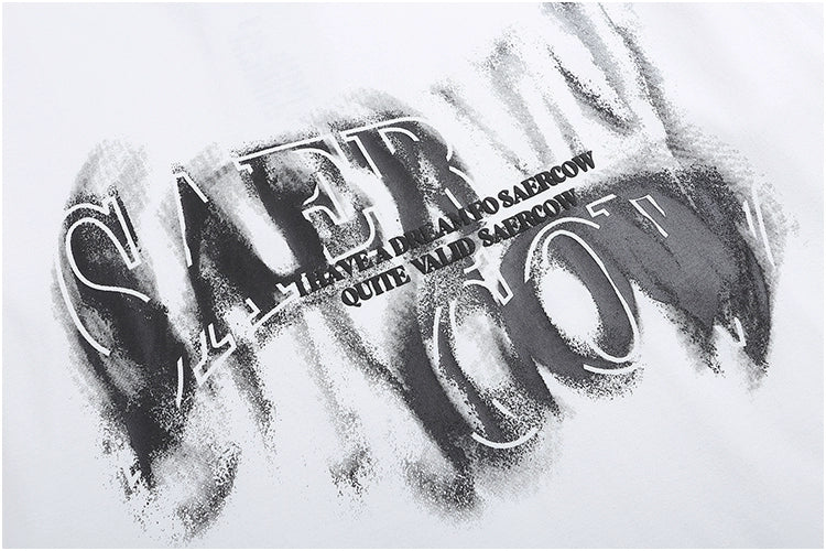 Cotton Letter Print Loose Short-sleeved T-shirt