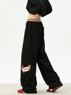 Dachshund Sweatpants Splicing Loose Wide-leg Trousers
