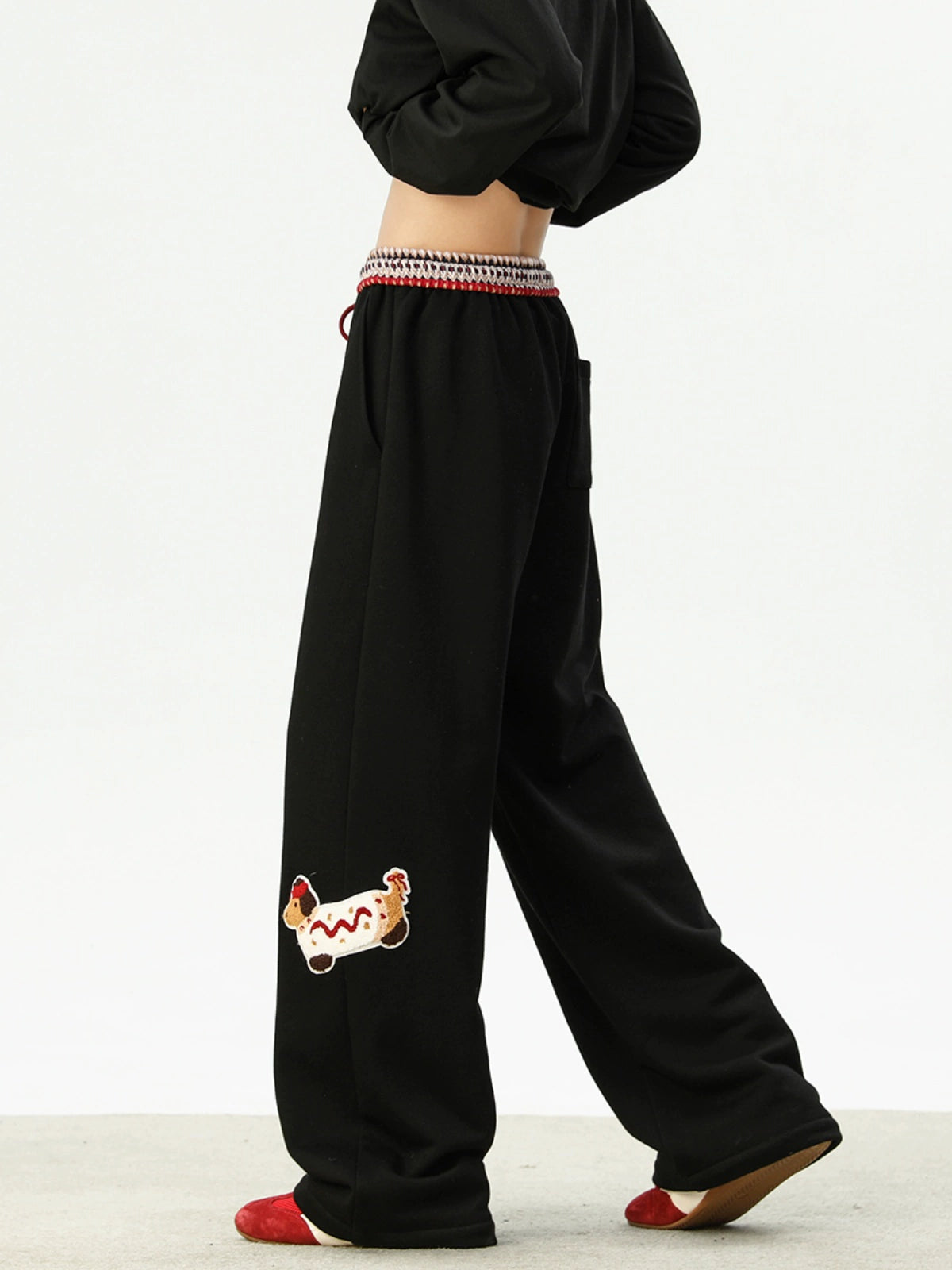 Dachshund Sweatpants Splicing Loose Wide-leg Trousers