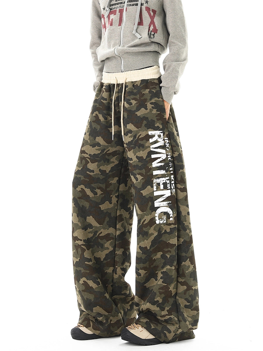Letter Print Camouflage Sweatpants