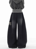 Black Scimitar Vintage Loose Casual Wide Leg Sweatpants