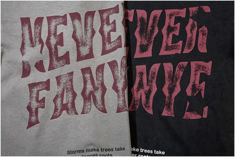 Vintage Letter Print Loose Short Sleeve T-Shirt