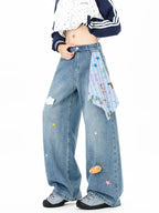 Star Embroidered Scimitar Jeans