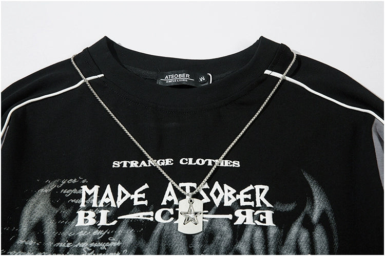 Gothic Letter Chain Long Sleeve T-Shirt