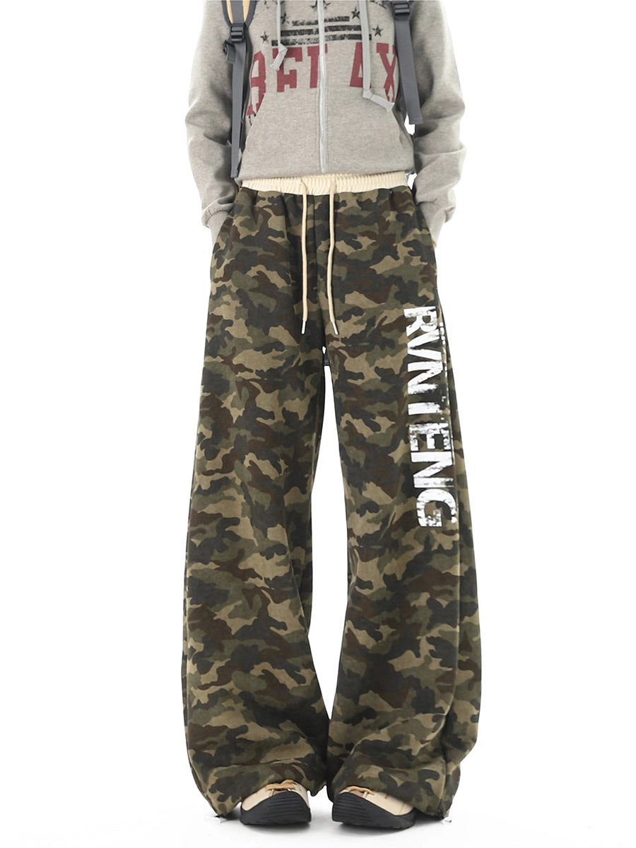 Letter Print Camouflage Sweatpants