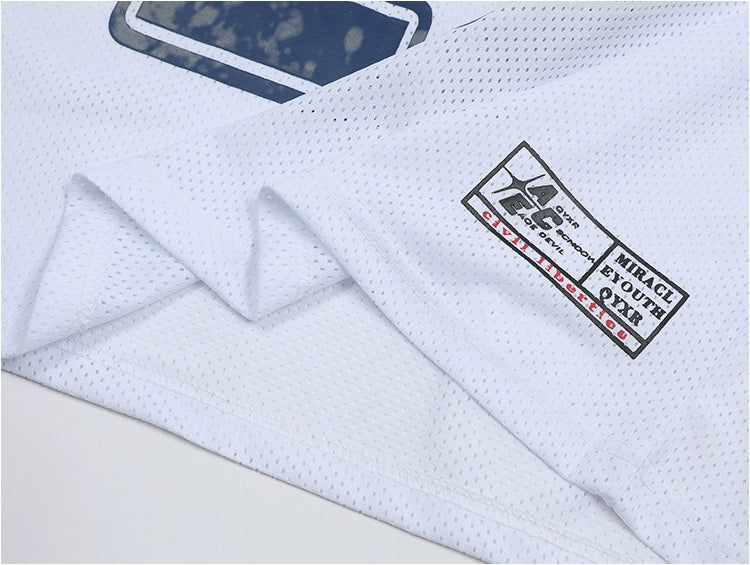 Vintage Jersey V-neck Mesh Short-sleeved T-shirt