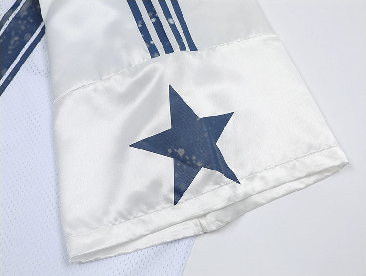 Vintage Jersey V-neck Mesh Short-sleeved T-shirt