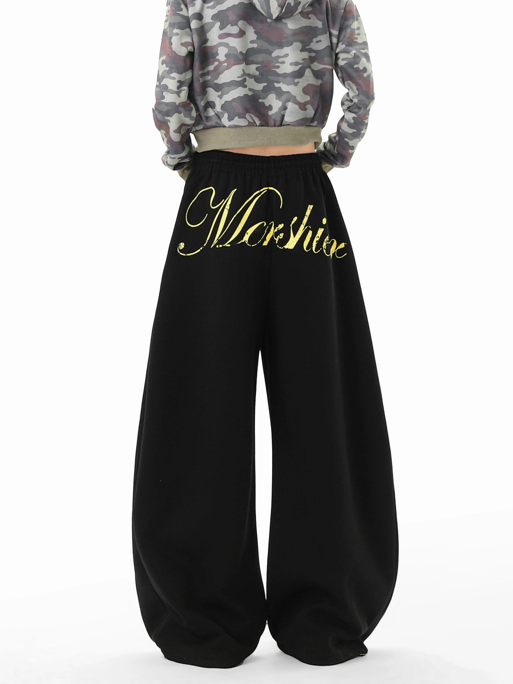 Star Print Fleece Sweatpants Loose Wide-leg Pants