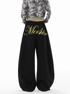 Star Print Fleece Sweatpants Loose Wide-leg Pants