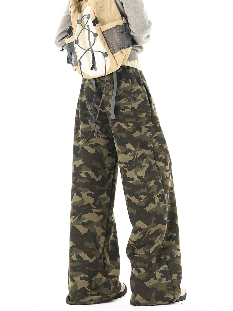 Letter Print Camouflage Sweatpants
