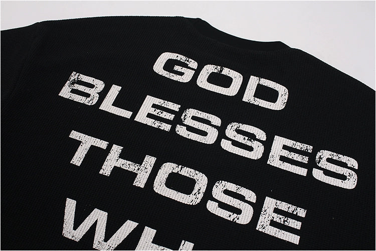 Cross Letter Graffiti Print Loose Long Sleeve T-Shirt