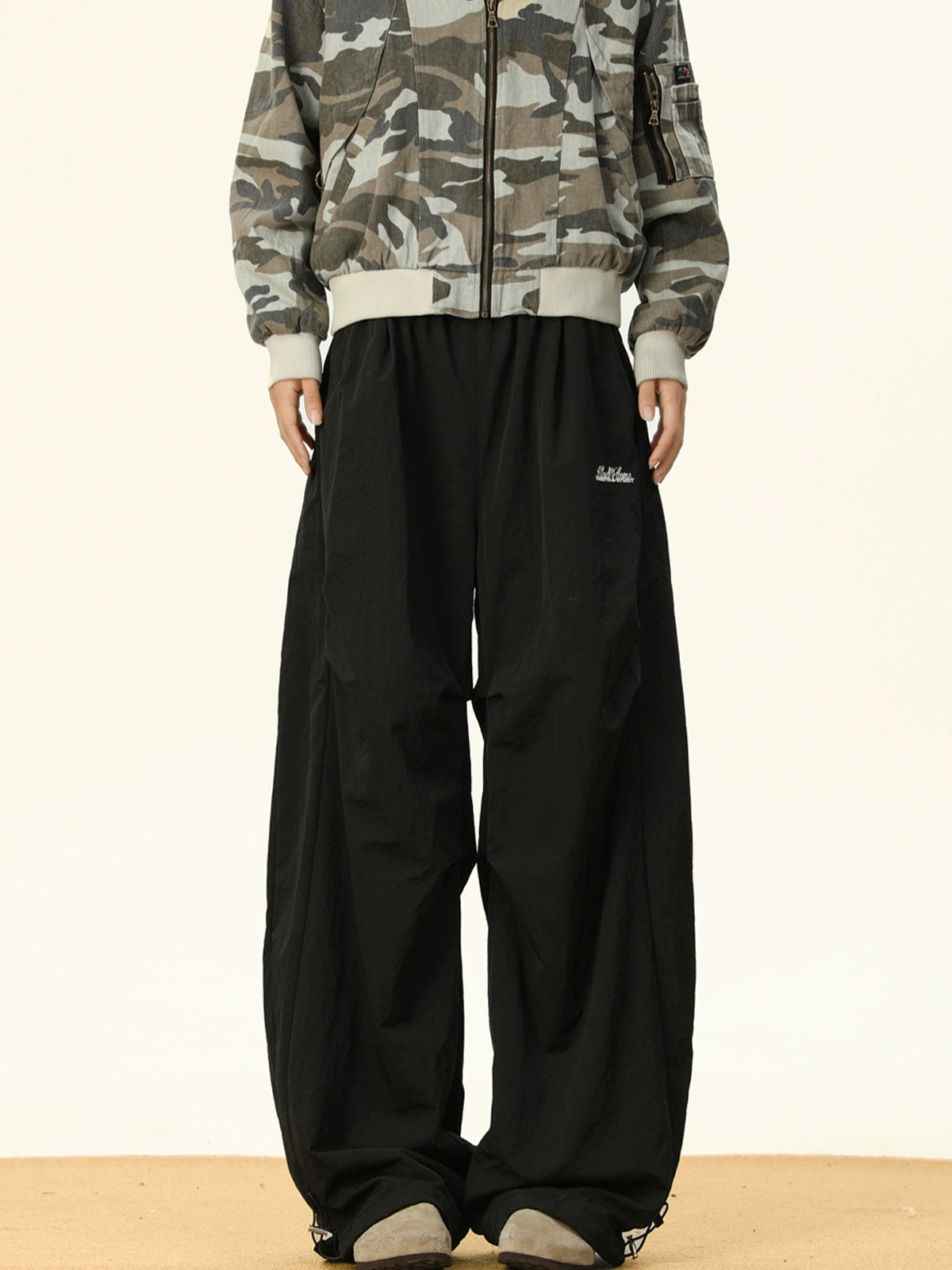 Thickened Loose Wide Leg Pleated Scimitar Pants