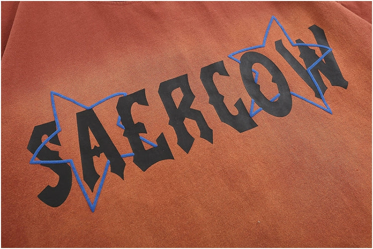 Hiphop Vintage Star Print Loose Short Sleeve T-Shirt