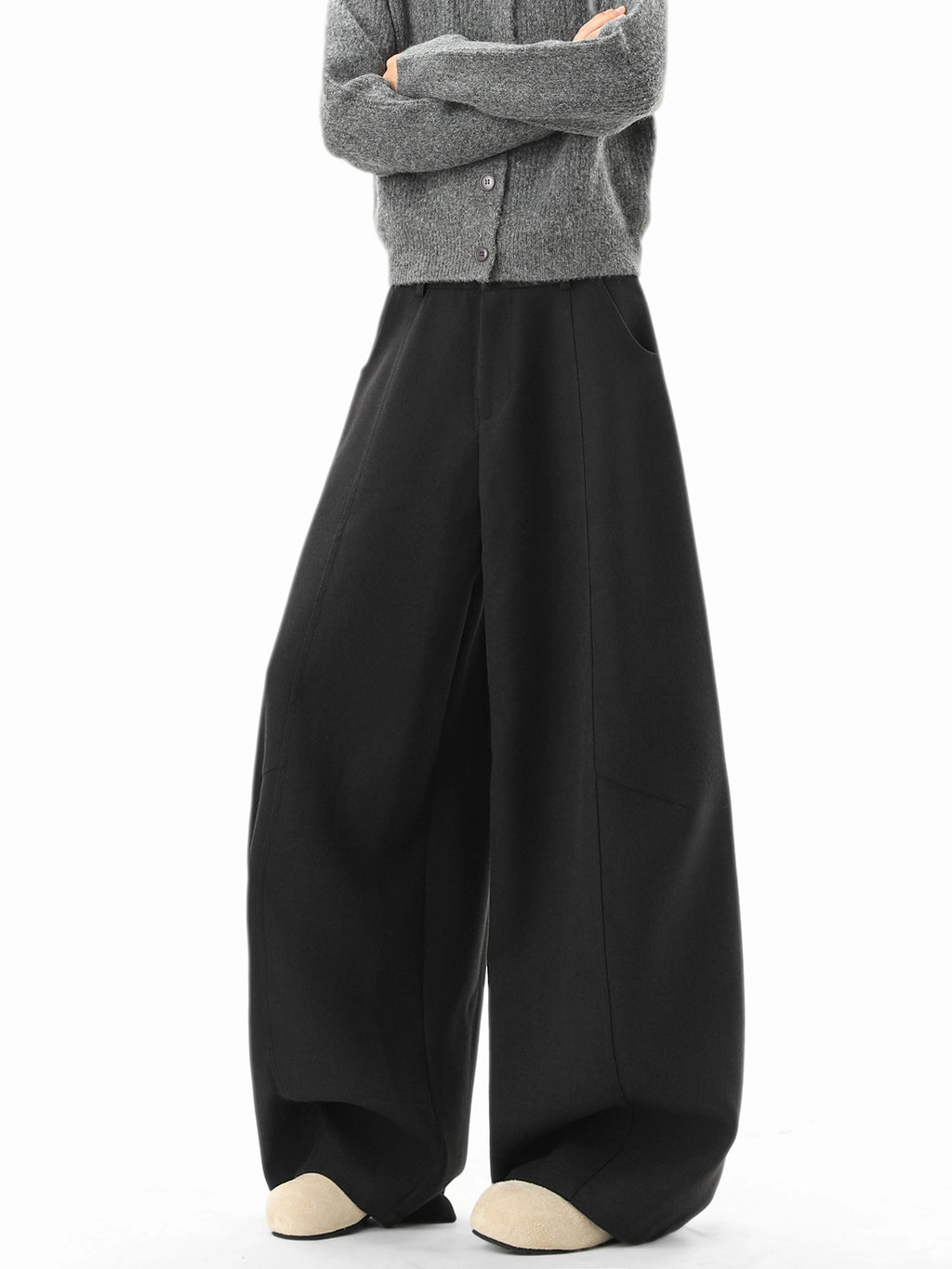 Woolen Scimitar Trousers Wide-leg Casual Loose Pants