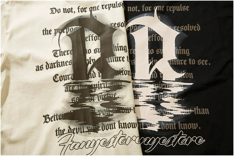 Vintage Letter Print Short Sleeve T-shirt