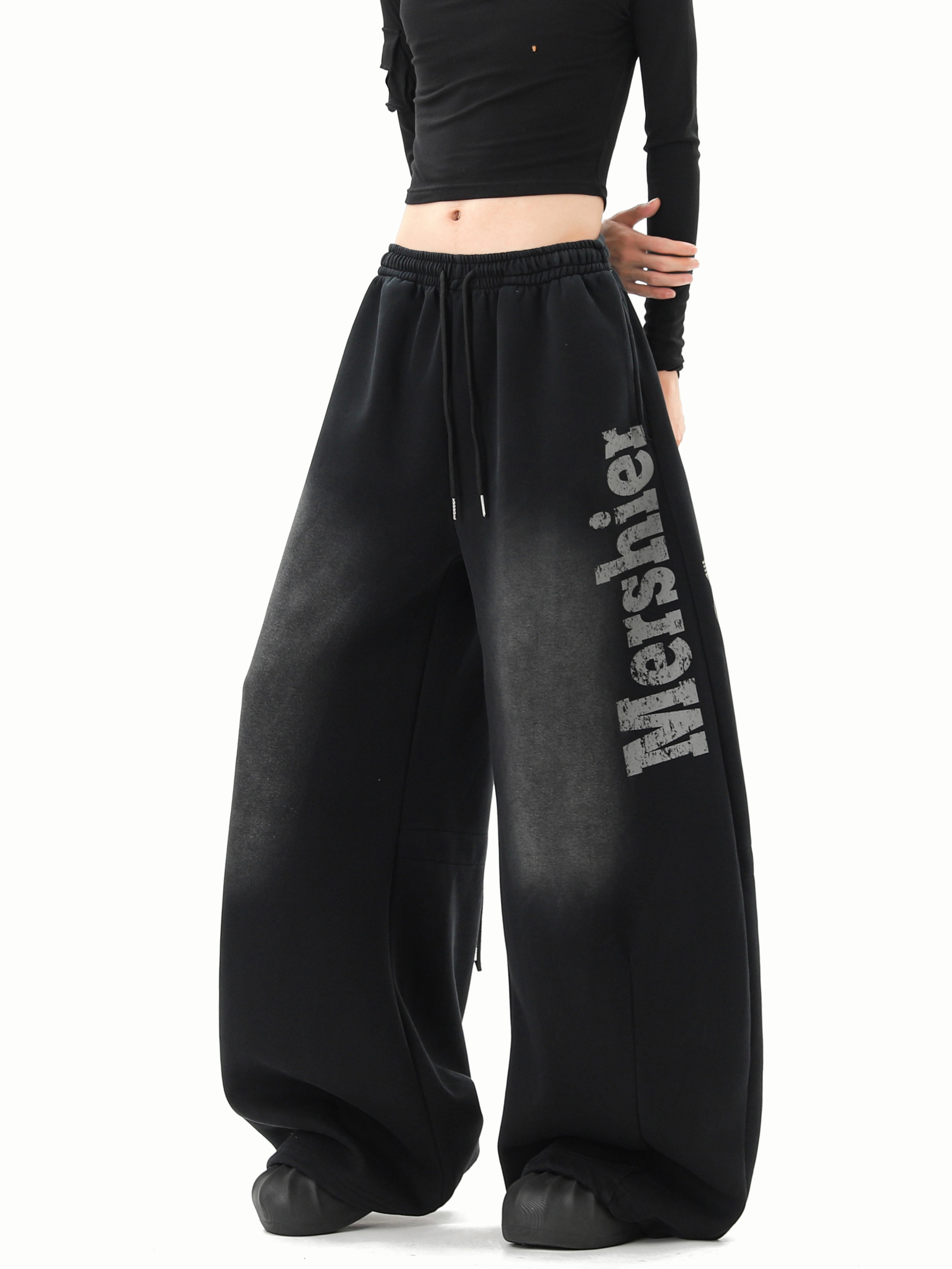 Black Scimitar Vintage Loose Casual Wide Leg Sweatpants