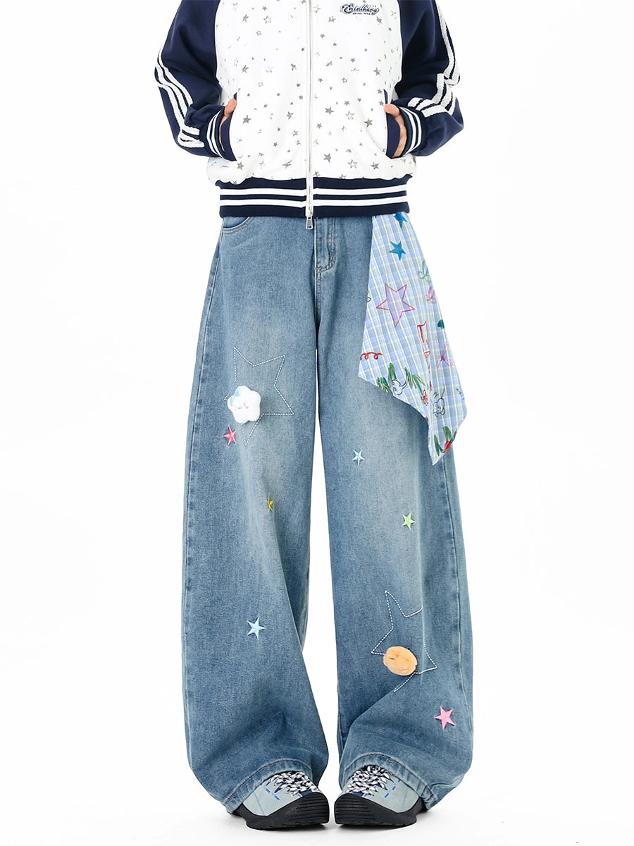 Star Embroidered Scimitar Jeans