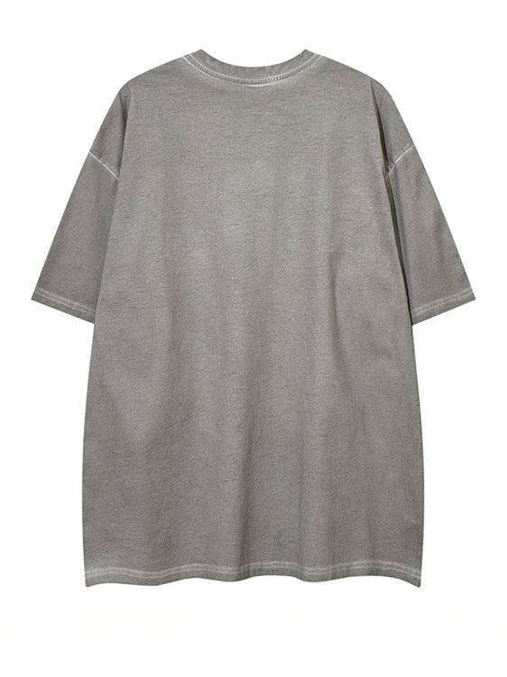 Vintage Letter Print Loose Short Sleeve T-Shirt