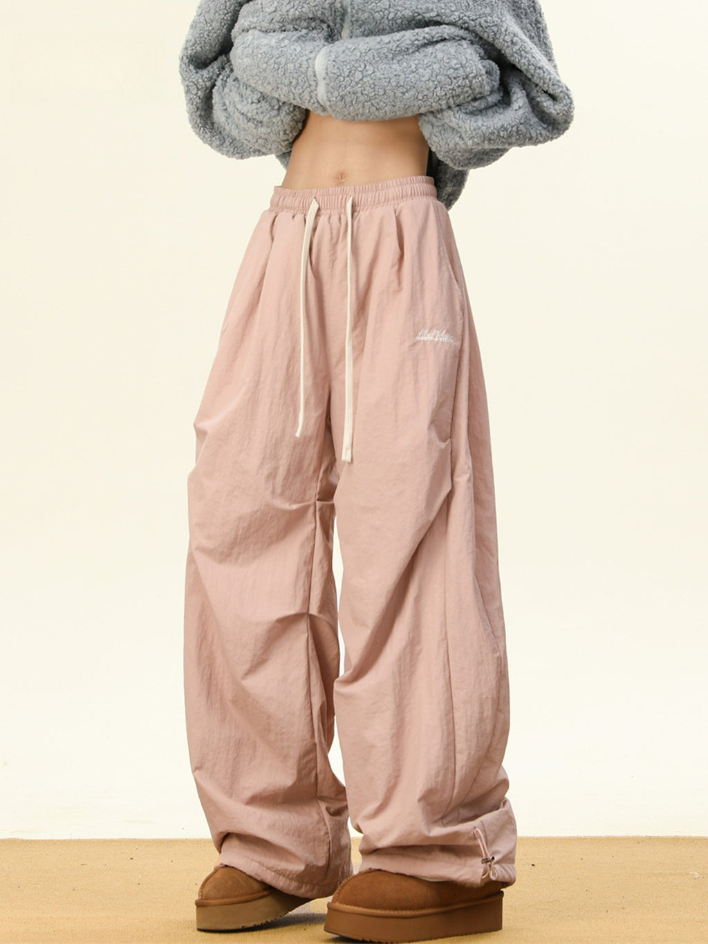 Thickened Loose Wide Leg Pleated Scimitar Pants