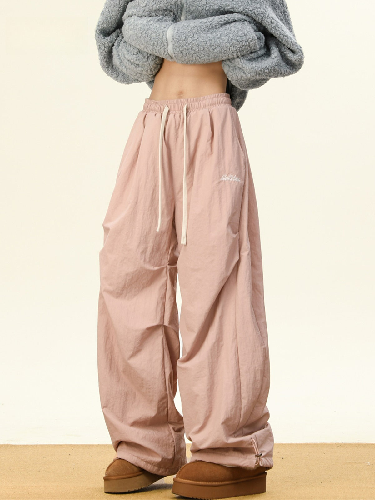 Thickened Loose Wide Leg Pleated Scimitar Pants