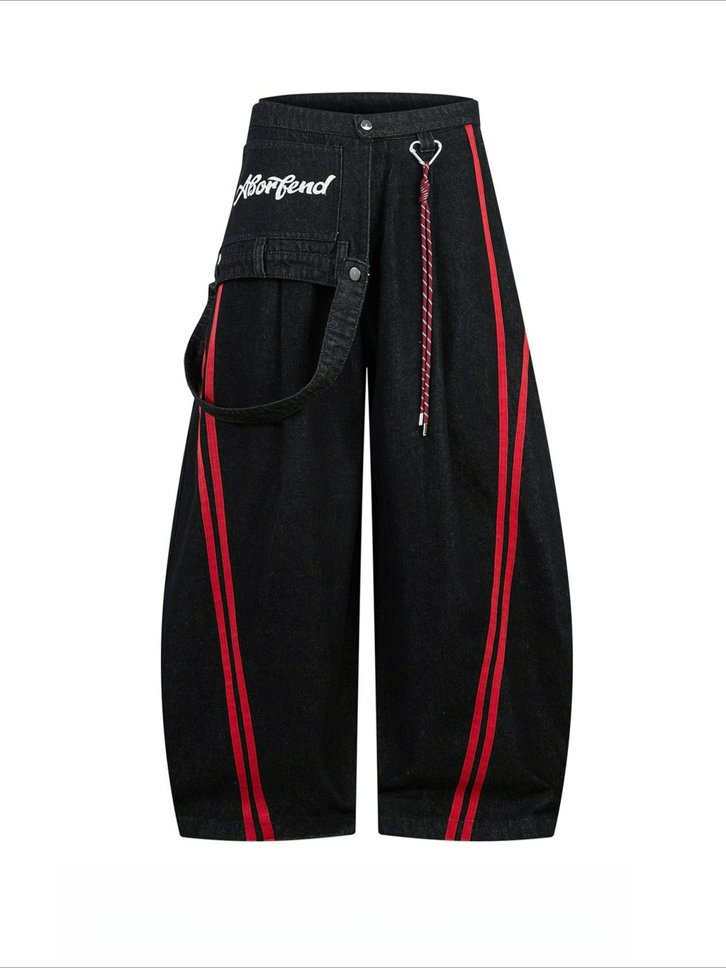 Strap-on Embroidered Letter Jeans