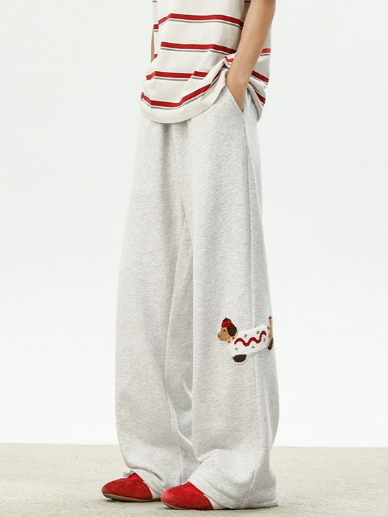 Dachshund Sweatpants Splicing Loose Wide-leg Trousers